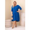 Dámské bavlněné Plus Size šaty s volánem modré (Velikost universal, Barva Chrpa)