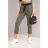 Dámské bavlněné kalhoty s páskem khaki (Velikost universal, Barva Khaki)