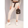 Dámské bavlněné kalhoty s páskem béžové (Velikost universal, Barva Béžová)