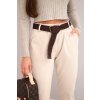 Dámské bavlněné kalhoty s páskem béžové (Velikost universal, Barva Béžová)