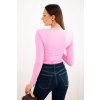 Dámská blůza s výstřihem do V a dlouhým rukávem cukrová růžová (Velikost universal, Barva Bonbónová růžová)