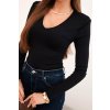 Dámská blůza s výstřihem do V a dlouhým rukávem černá (Velikost universal, Barva Černá)