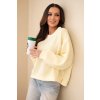 Dámská mikina máslová s výšivkou volného střihu žlutá (Velikost universal, Barva Žlutý)