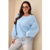 Dámská mikina s výšivkou volného střihu máslová modrá (Velikost universal, Barva Modrý)