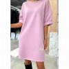 basic šaty z viscosy růžové