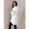 delší podzimní bunda s kapucí a náplety na rukávech bílá