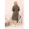 Dámské Plus Size máslové šaty s výstřihem do V khaki (Velikost universal, Barva Khaki)