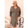 Dámské Plus Size máslové šaty s výstřihem do V khaki (Velikost universal, Barva Khaki)