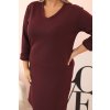 Dámské Plus Size máslové šaty s výstřihem do V bordó (Velikost universal, Barva Bordó)