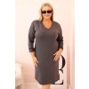 Dámské Plus Size máslové šaty s výstřihem do V grafitové (Velikost universal, Barva Grafit)
