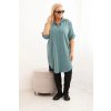 Dámské košilové šaty Plus Size s delší zadní částí  tmavě mátové (Velikost universal, Barva Tmavě mátová)