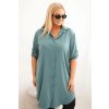 Dámské košilové šaty Plus Size s delší zadní částí  tmavě mátové (Velikost universal, Barva Tmavě mátová)