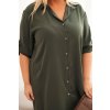 Dámské košilové šaty Plus Size s delší zadní částí khaki (Velikost universal, Barva Khaki)