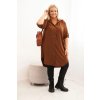 Dámské košilové šaty Plus Size s delší zadní částí tmavě camelové (Velikost universal, Barva Tmavá camelová)