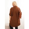 Dámské košilové šaty Plus Size s delší zadní částí tmavě camelové (Velikost universal, Barva Tmavá camelová)