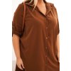 Dámské košilové šaty Plus Size s delší zadní částí tmavě camelové (Velikost universal, Barva Tmavá camelová)