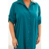 Dámské košilové šaty Plus Size s delší zadní částí mořské (Velikost universal, Barva Námořní)