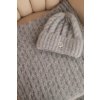 Dámský set čepice a šála se zdobením šedý (Velikost universal, Barva Grey)