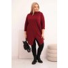Dámská asymetrická bavlněná blůza Plus Size bordo (Velikost universal, Barva Bordó)