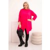 Dámská asymetrická bavlněná blůza Plus Size fuchsie (Velikost universal, Barva Fuchsie)