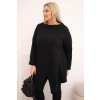 Dámská asymetrická bavlněná blůza Plus Size černá (Velikost universal, Barva Černá)