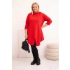 Dámská asymetrická bavlněná blůza Plus Size červená (Velikost universal, Barva Červená)