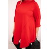 Dámská asymetrická bavlněná blůza Plus Size červená (Velikost universal, Barva Červená)