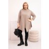 Dámská asymetrická bavlněná blůza Plus Size fango (Velikost universal, Barva Fango)