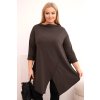 Dámská asymetrická bavlněná blůza Plus Size hnědá (Velikost universal, Barva Hnědá)