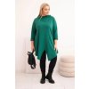 Dámská asymetrická bavlněná blůza Plus Size tmavě zelená (Velikost universal, Barva Tmavě zelená)