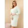 Dámské Plus Size máslové šaty s výstřihem do V mátové (Velikost universal, Barva Mátový)