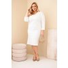Dámské Plus Size máslové šaty s výstřihem do V bílé (Velikost universal, Barva Bílá)