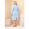 Dámské Plus Size máslové šaty s výstřihem do V modré (Velikost universal, Barva Modrý)