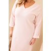 Dámské Plus Size máslové šaty s výstřihem do V pudrově růžové (Velikost universal, Barva Pudrově růžová)