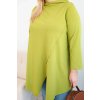 Dámská asymetrická bavlněná blůza Plus Size olivová (Velikost universal, Barva Olive)
