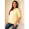 Dámská bavlněná blůza s vyšívanými květinami a V výstřihem žlutá (Velikost universal, Barva Žlutý)