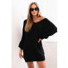 Dámské plus size pletené šaty s výstřihem do V černé (Velikost universal, Barva Černá)