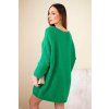 Dámské plus size pletené šaty s výstřihem do V zelené