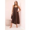 Mušelínové šaty na ramínka hnědé (Velikost universal, Barva Hnědá)