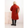 Dámský kabát Plus Size s vlnou na knoflíky červený (Velikost universal, Barva Ruda)