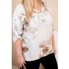 Dámská blůza Plus Size z viskózy s kapucí a květinovým vzorem béžová (Velikost universal, Barva Béžová)