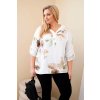 Dámská blůza Plus Size z viskózy s kapucí a květinovým vzorem bílá (Velikost universal, Barva Bílá)