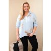 Dámská blůza Plus Size z viskózy s kapucí a květinovým vzorem modrá (Velikost universal, Barva Modrý)