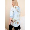 Dámská blůza Plus Size z viskózy s kapucí a květinovým vzorem modrá (Velikost universal, Barva Modrý)