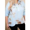 Dámská blůza Plus Size z viskózy s kapucí a květinovým vzorem modrá (Velikost universal, Barva Modrý)