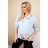 Dámská blůza Plus Size z viskózy s kapucí a květinovým vzorem modrá (Velikost universal, Barva Modrý)