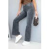 Dámské jeansové kalhoty s rovnými nohavicemi a vysokým pasem šedé (Velikost XS)