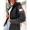 Dámská černá jarní parka STAYHERE s kapucí, prošíváním a zapínáním na zip.