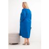 Dámská bavlněné plus size šaty s dlouhým rukávem a nařasením v pase královsky modré (Velikost universal, Barva Chrpa)