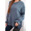 Dámský svetr s příměsí mohéru a vlny volného střihu jeansový (Velikost universal, Barva Džíny)